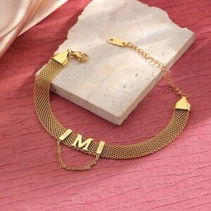 Gold plated Initial Bracelet for women